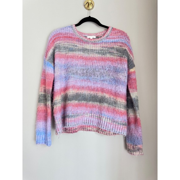 Lisa Todd Sweaters - Lisa Todd Womens XS Space Dye Striped Crewneck Sweater Pink Blue Wool Blend Knit